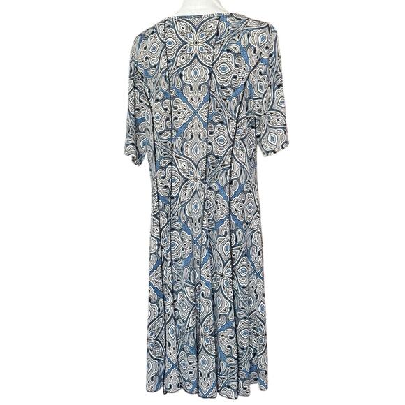 Sami & Jo paisley fit and flare jersey dress short sleeve midi length plus 2X - Picture 5 of 12